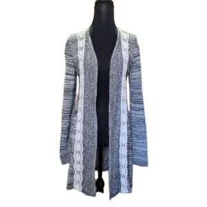 AGB Womens M Heathered Grey Cottagecore Boho Grannycore Knit Duster Cardigan
